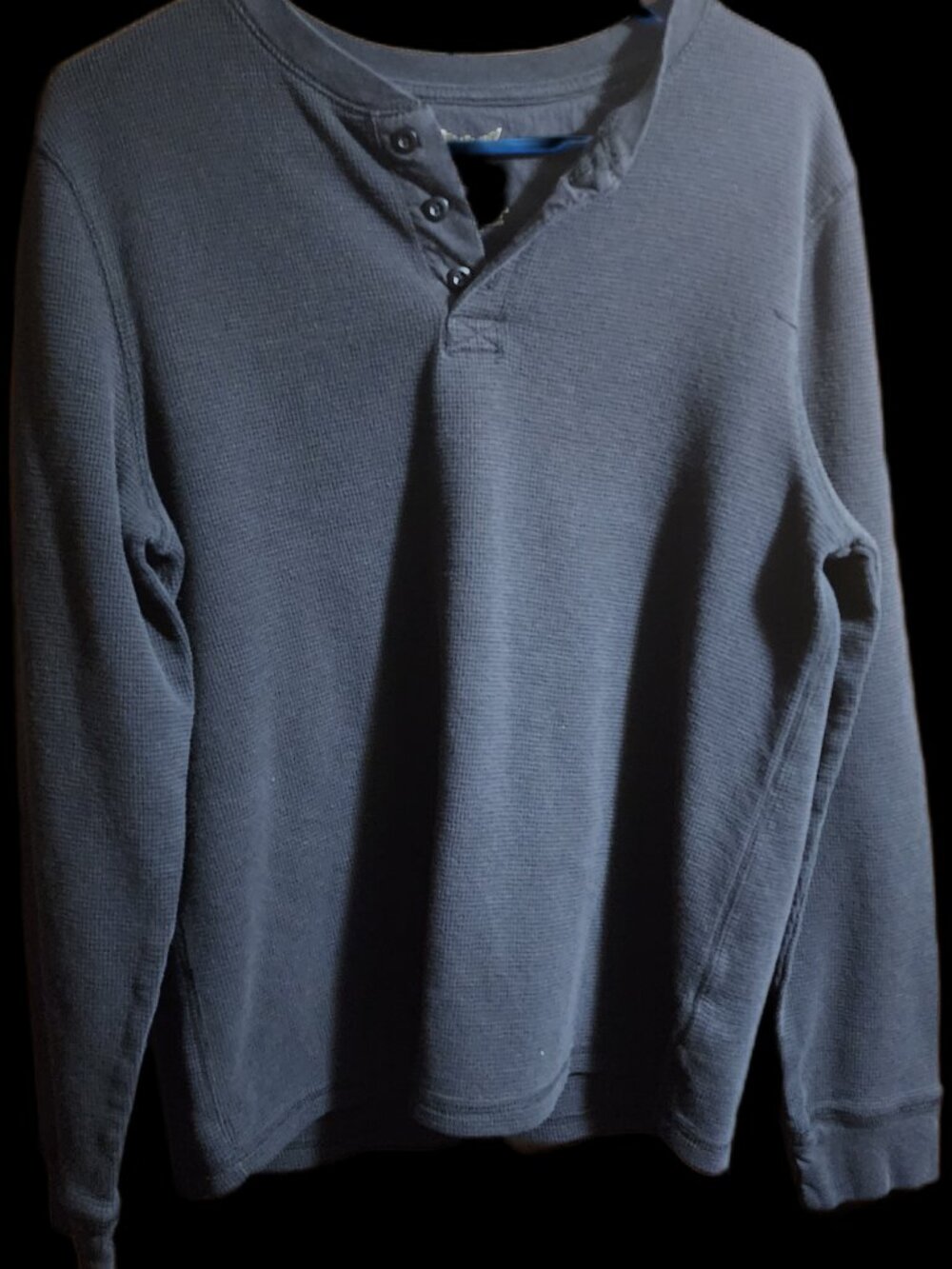 Faded Glory Men's Long Sleeve Thermal Henley Shirt Dark Gray Size L (42-44)